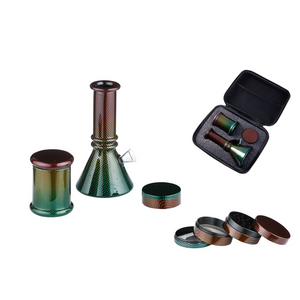 Glasbong & Metallgrinder Set - Carbon